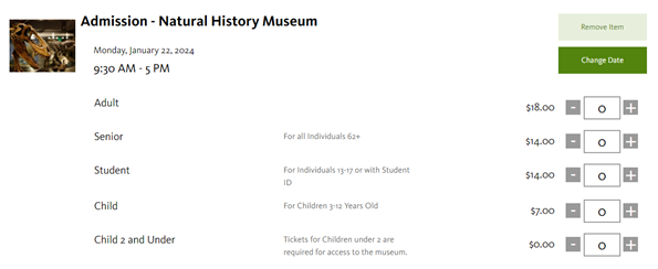 Natural History Museum of Los Angeles County 티켓 가격
