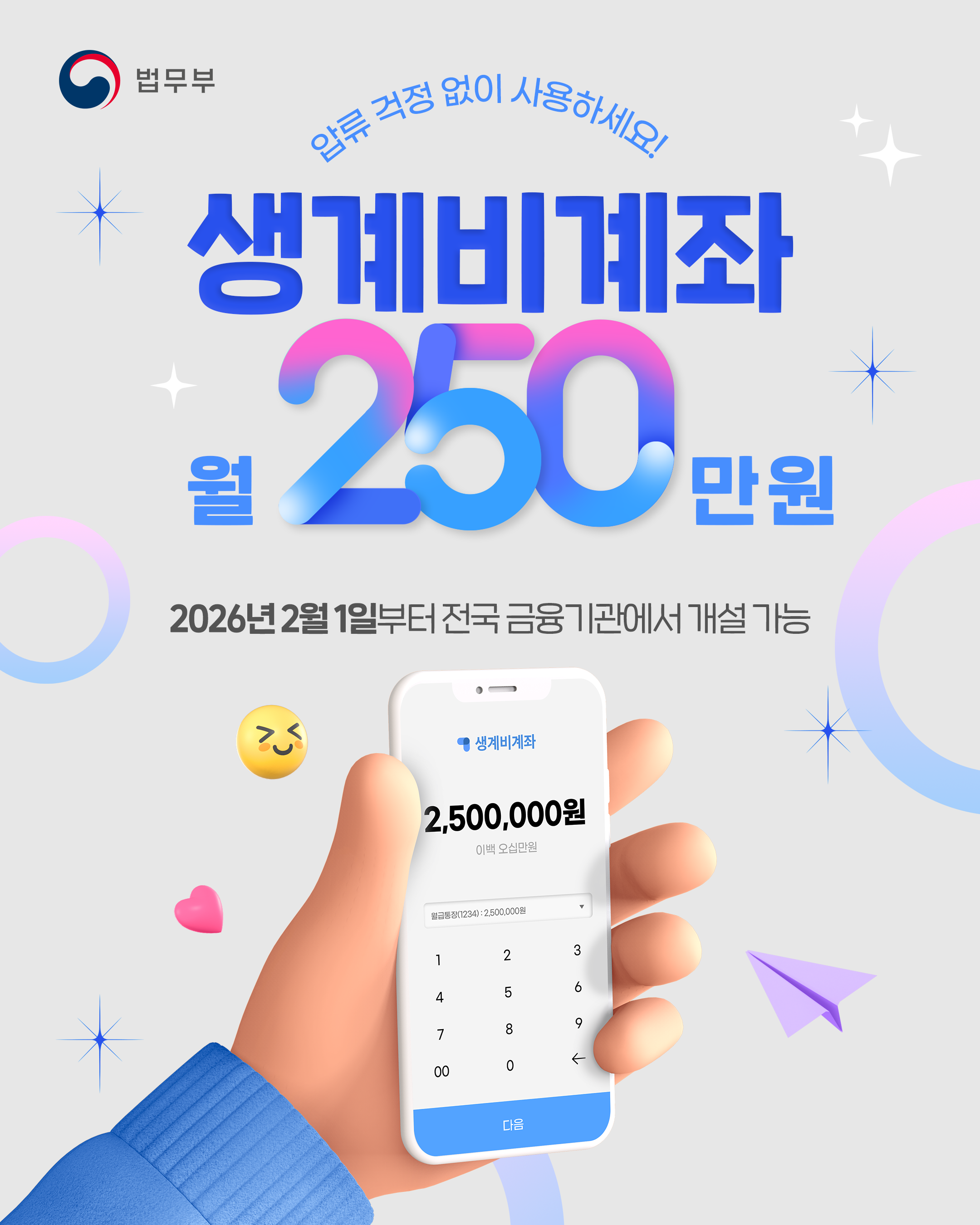 2026년부터 전국민 월 250만 원 지켜주는 생계비계좌 완전 정리 관련사진