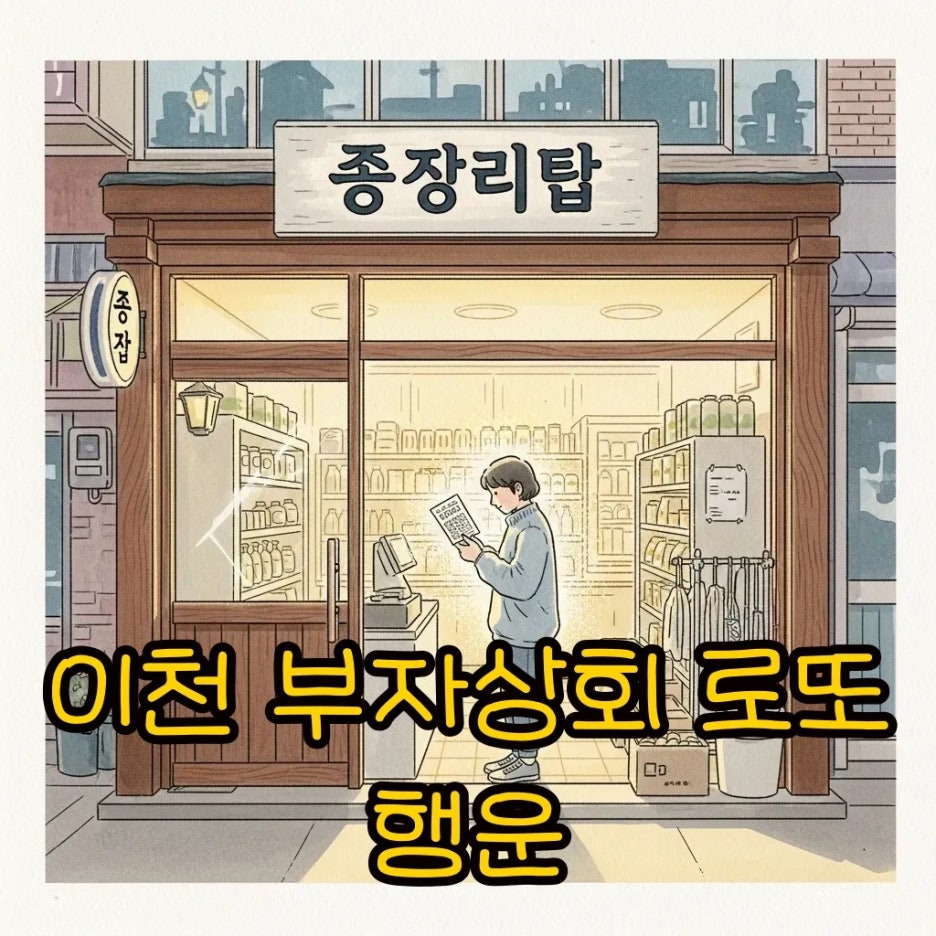 따뜻한 빛이 감도는 이천 부자상회, 로또 당첨을 꿈꾸는 사람.