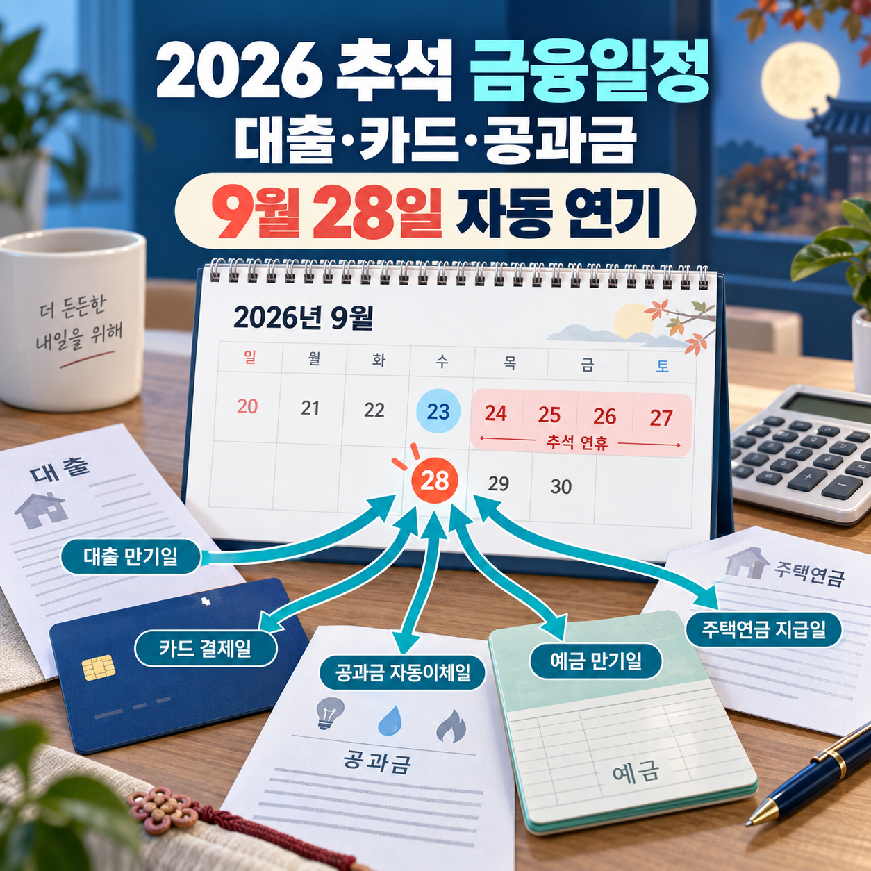 2026 추석 연휴 대출 만기&middot;카드 결제일 변경 - 공과금은 9월 28일 출금될까?