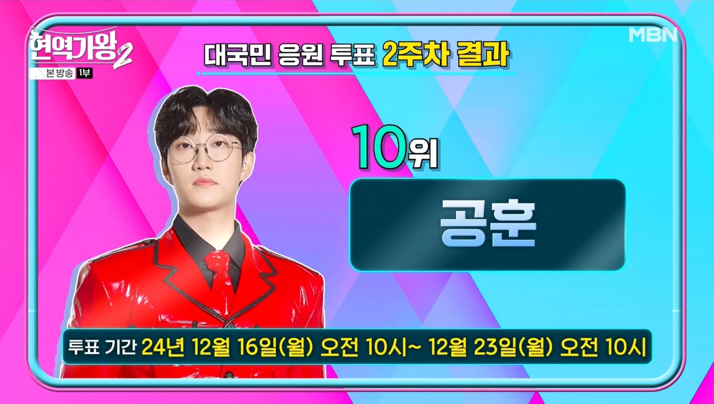 현역가왕2 2주차 투표순위 10위