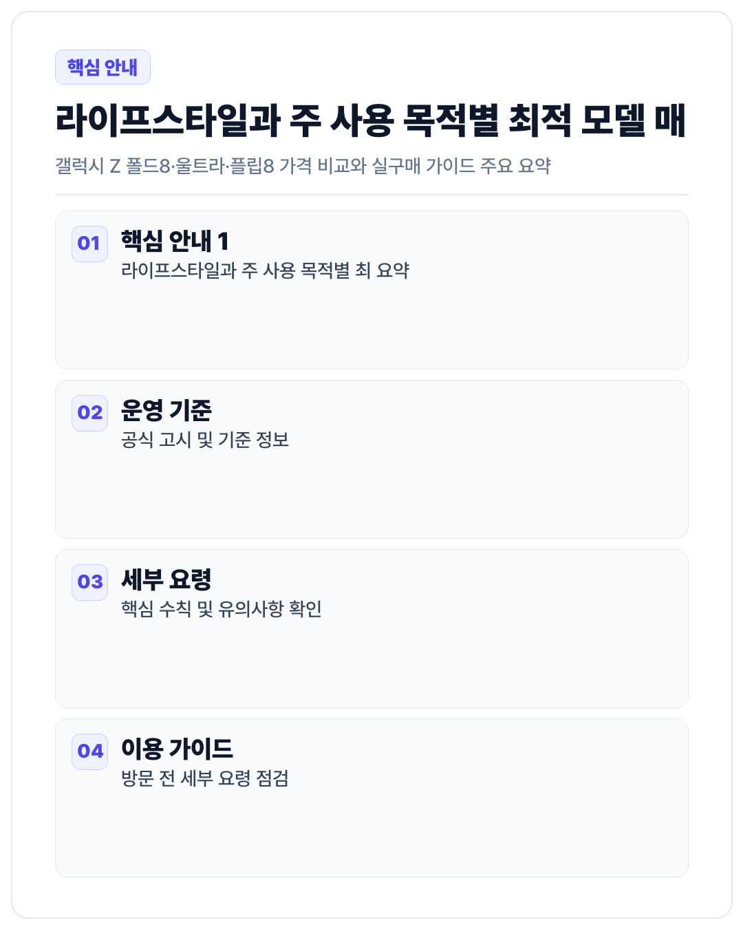라이프스타일과 주 사용 목적별 최적 모델 매칭 가이드 - 시각 자료