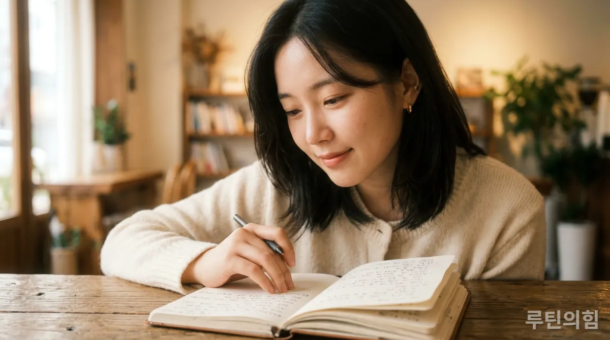 감정 기록을 통해 자기 이해를 높이는 여성