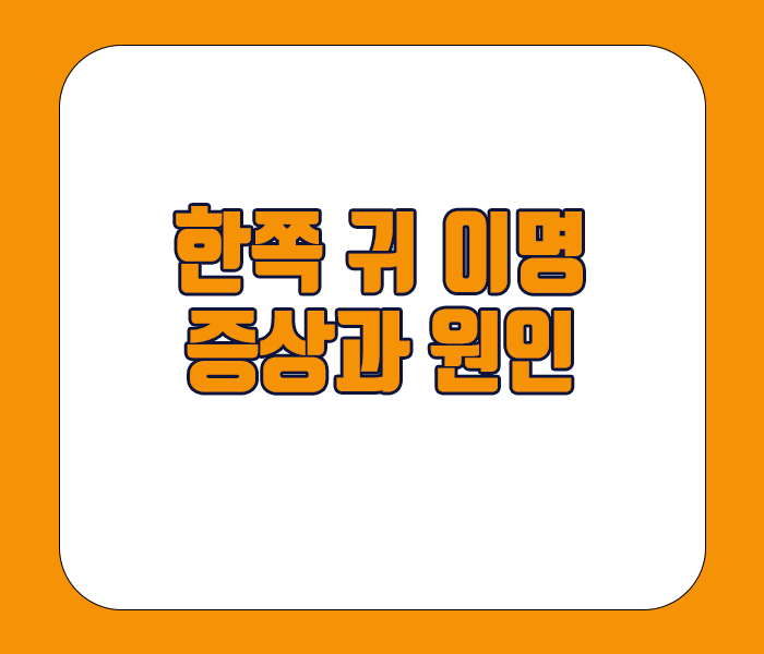 한쪽 귀 이명 증상과 원인 정리