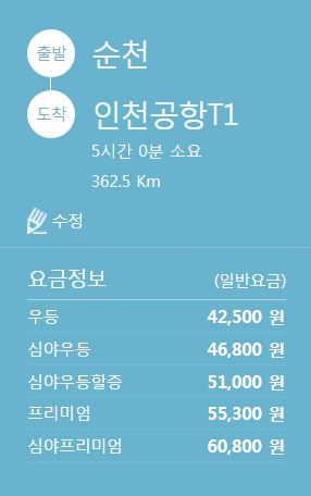 순천 인천공항 리무진 버스 시간표 요금 예약 방법