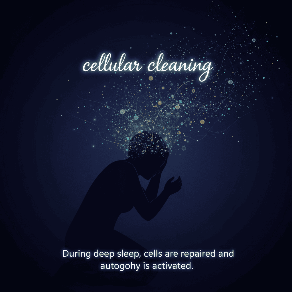 깊은 잠 동안 세포가 회복되고 오토파지가 활성화되는 모습”을 시각적으로 표현