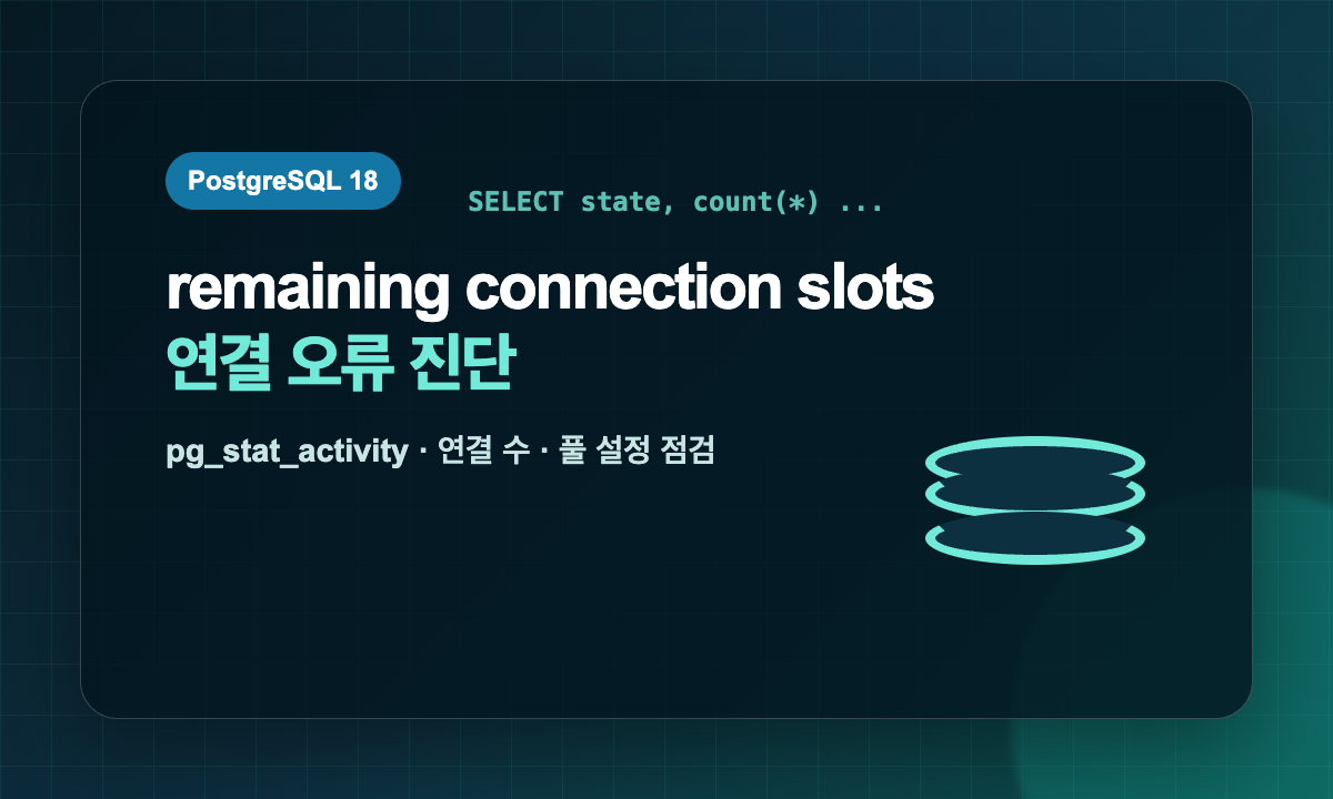 PostgreSQL remaining connection slots 오류를 pg_stat_activity로 진단하는 방법