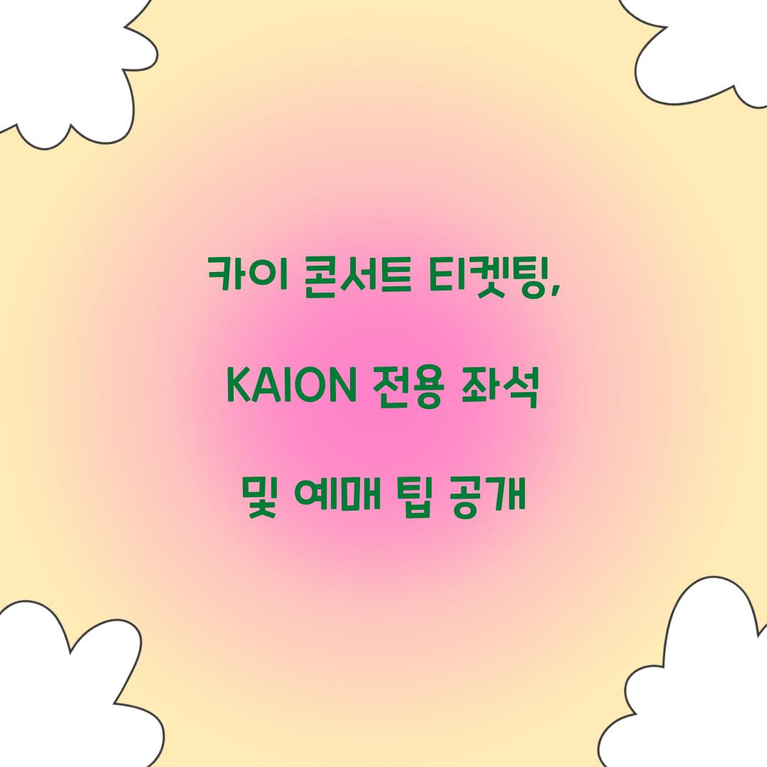 카이 콘서트 티켓팅