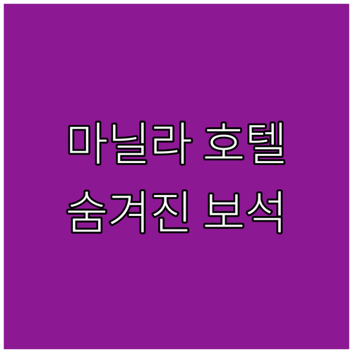 마닐라 호텔 추천 가이드 숨겨진 보석..