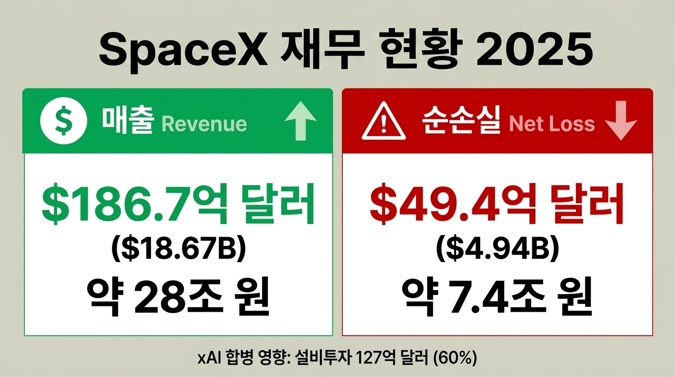매출 vs 순손실 구조 &mdash; 2025년