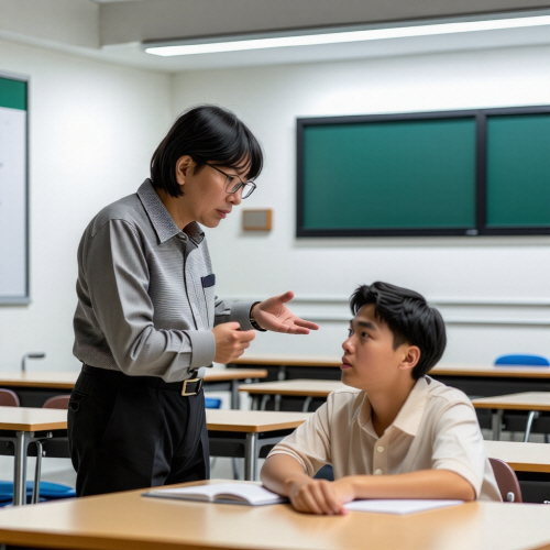 선생과 제자 그린 사진_