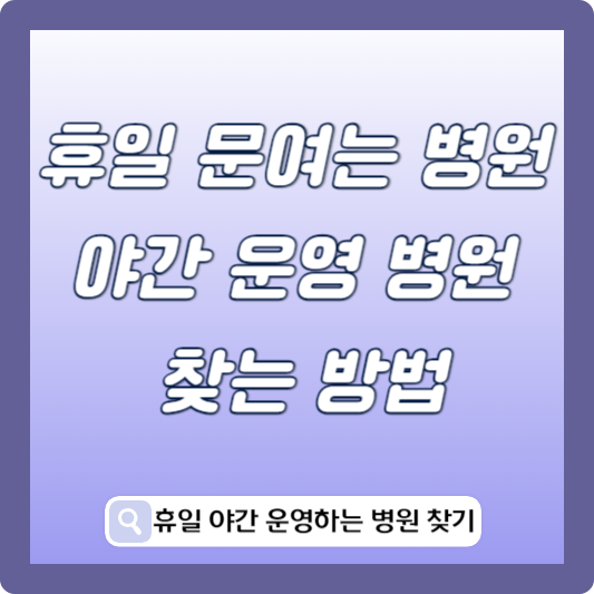 휴일 문여는 병원 찾기 썸네일