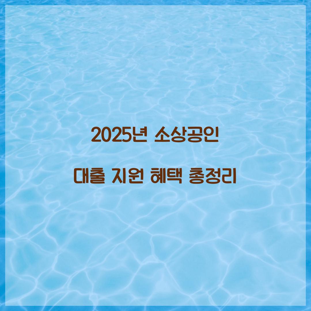 2025년 소상공인 대출