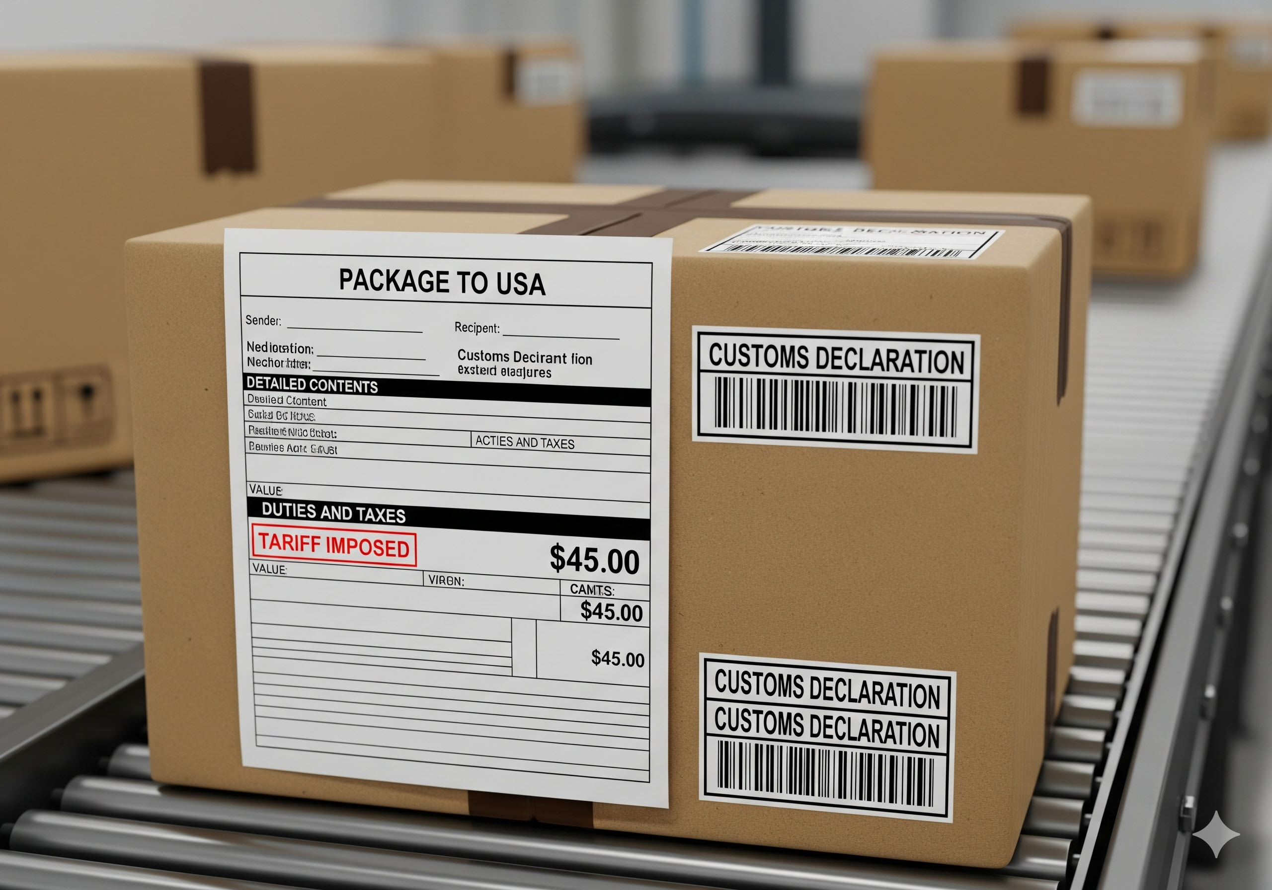 미국 소포에 관세 부과 이미지