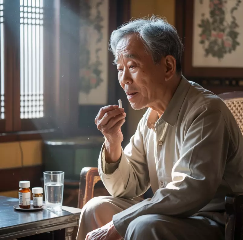 파킨슨병 치료약을 먹고 있는 이미지