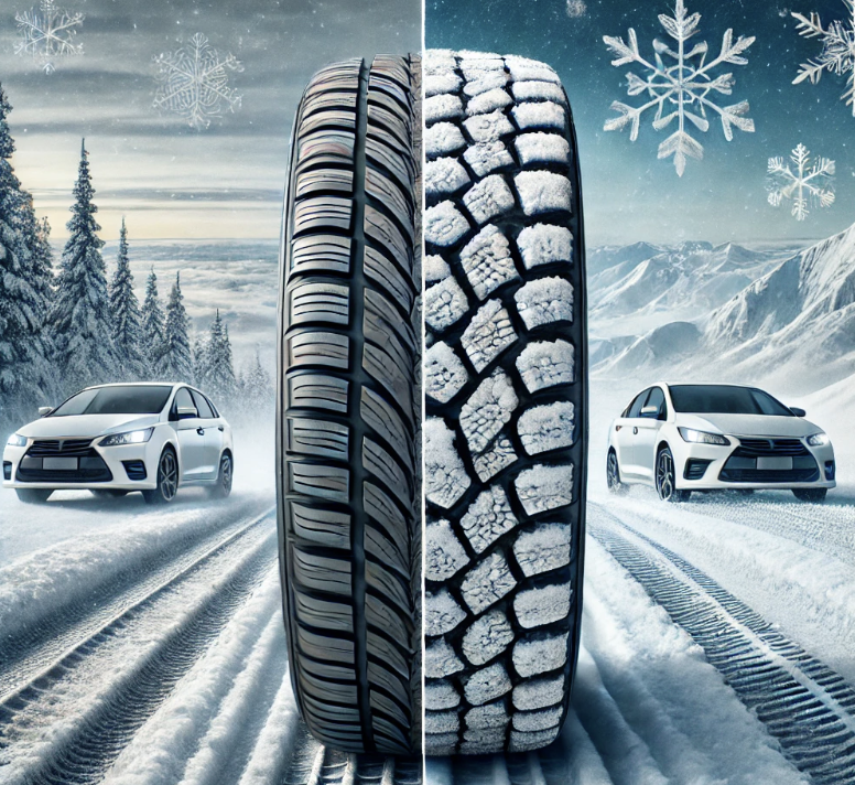 사계절 타이어와 겨울용 타이어를 분류한 사진