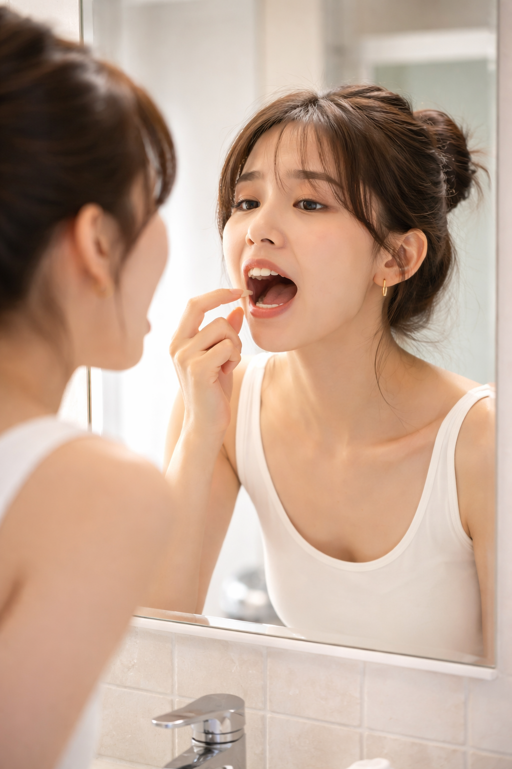 입안을 살펴보고있는 모습