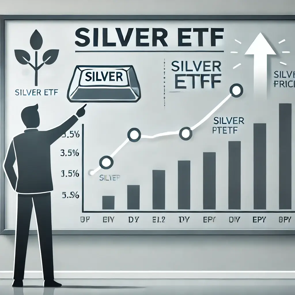 은 ETF 개념과 투자 방식을 설명하는 사람의 그림.
