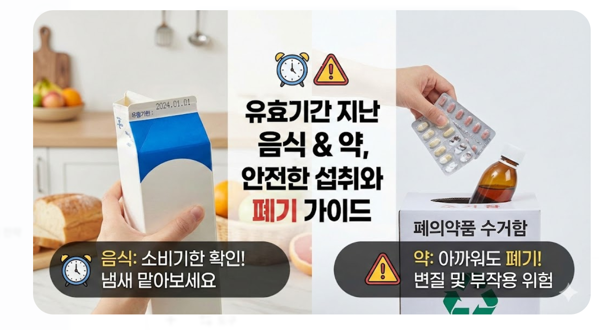 음식별 소비기한과 유효기간 지난 약의 위험성