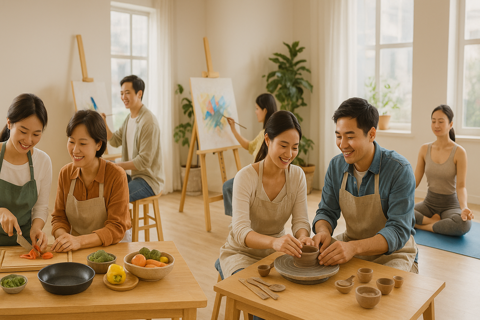 주말을 이용해 취미를 배우는 사람들
