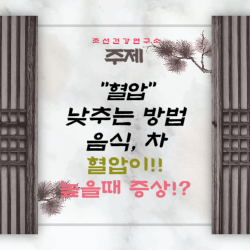 혈압 낮추는법 낮추는 음식 차 혈압이 높을때 증상