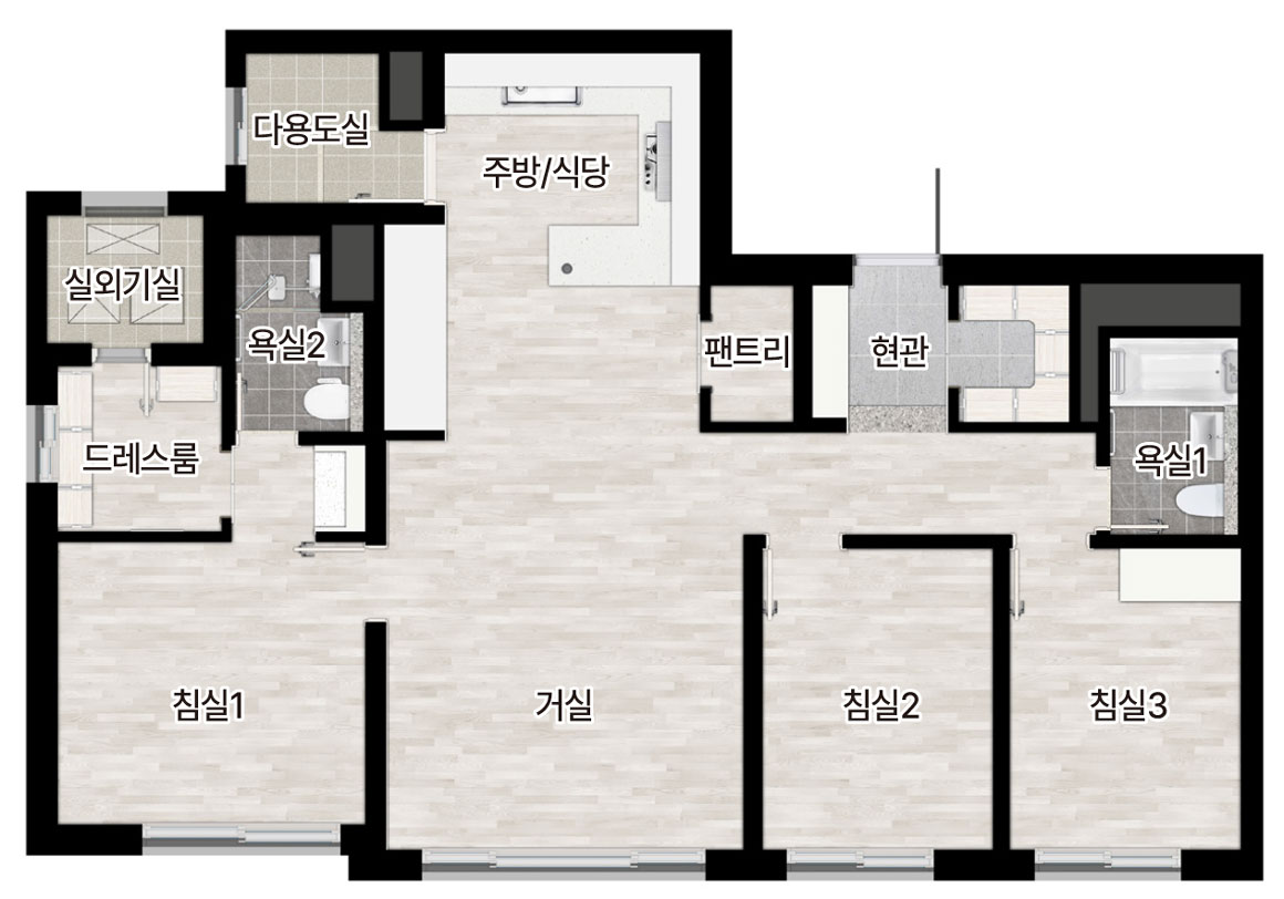 롯데캐슬 위너스포레 75A 타입 평면도