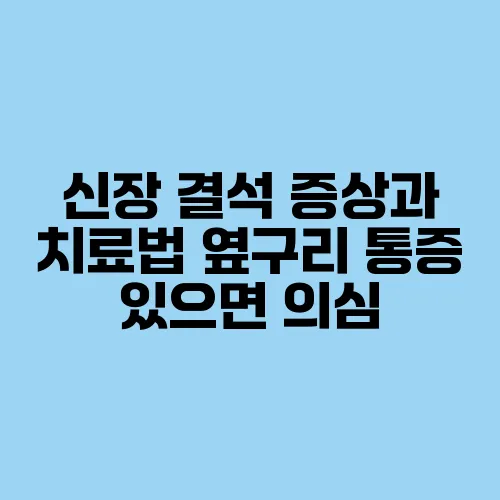 신장 결석 증상과 치료법 옆구리 통증 있으면 의심