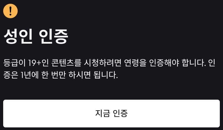 디즈니 플러스 성인인증 웹페이지