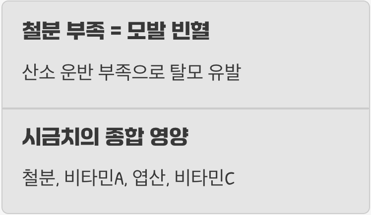 철분이 부족하면 머리카락도 빈혈을 겪어요 : 시금치