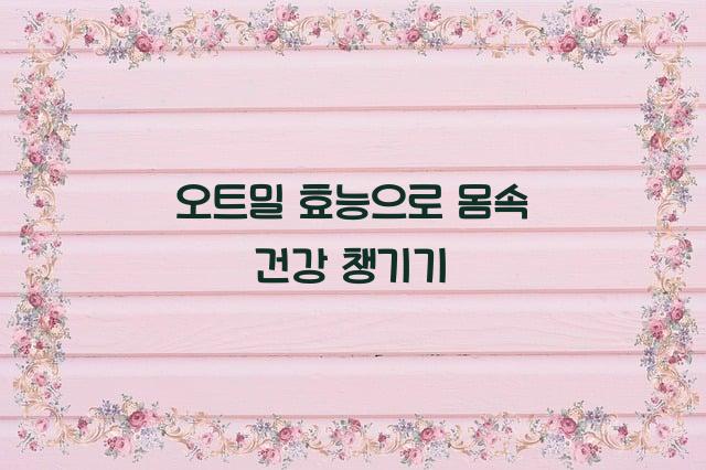 오트밀 효능