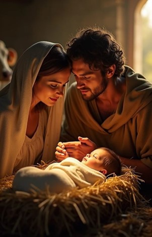 얼굴이-빛나는-아기를-조심스럽게-바라보는-부부