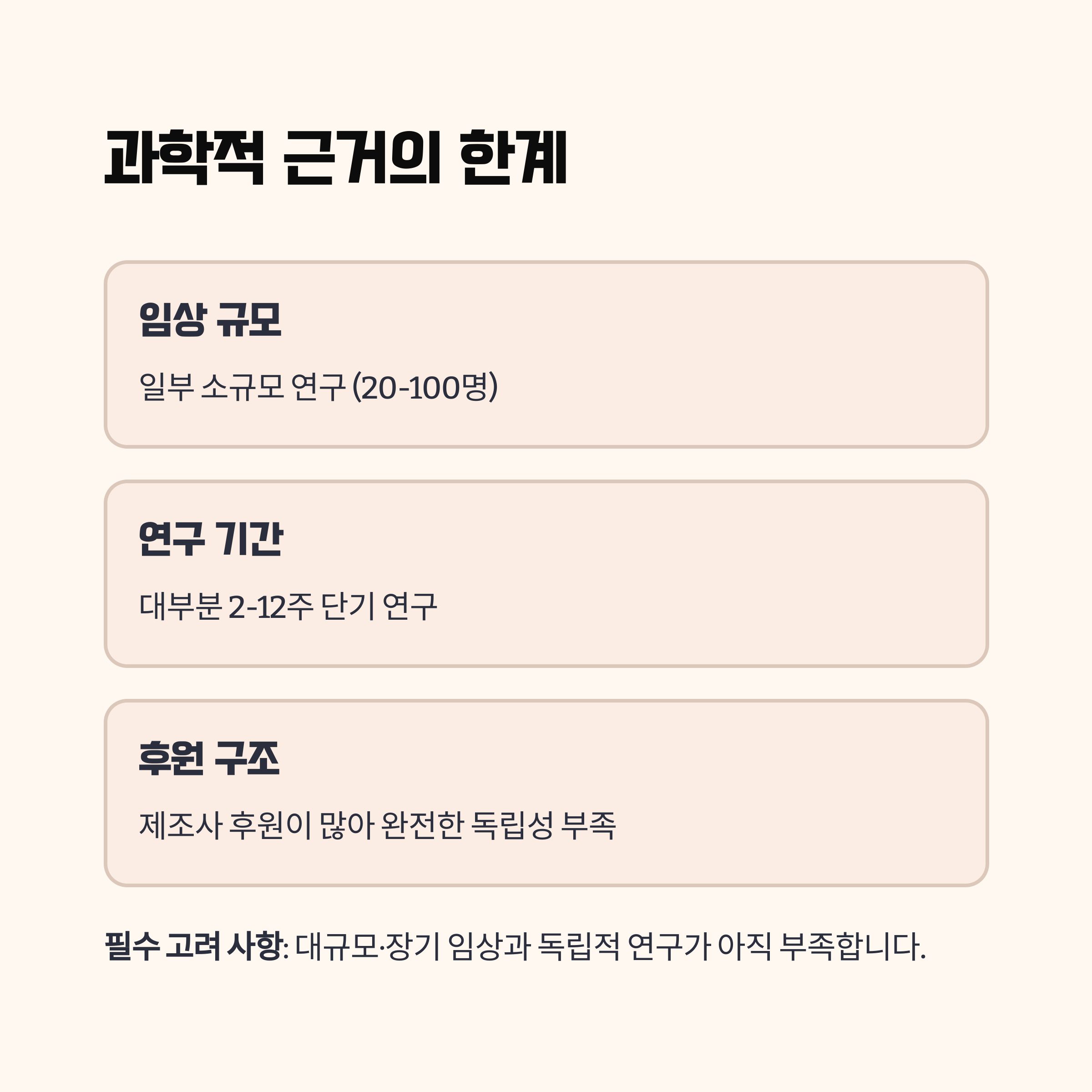 과학적 근거는 충분하지만 한계도 존재