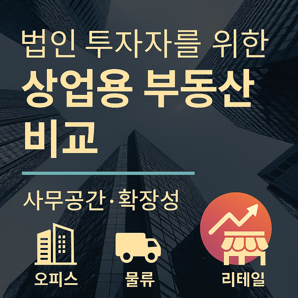 법인 투자자 위한 상업용 부동산 비교 (오피스, 물류, 리테일)