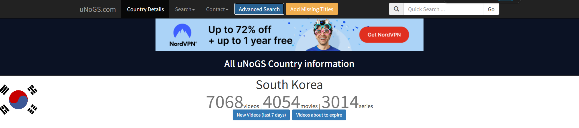 넷플릭스 검색 unogs.com Contry Details
