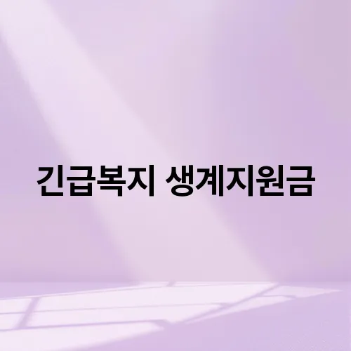 긴급복지 생계지원금