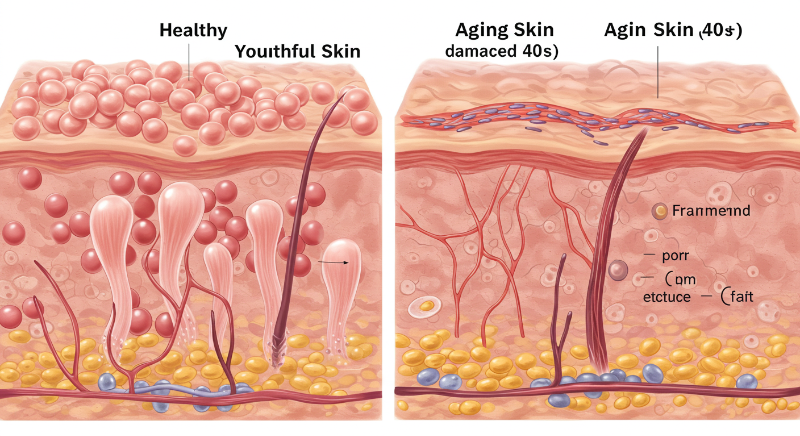 피부 속 콜라겐과 엘라스틴이 감소
