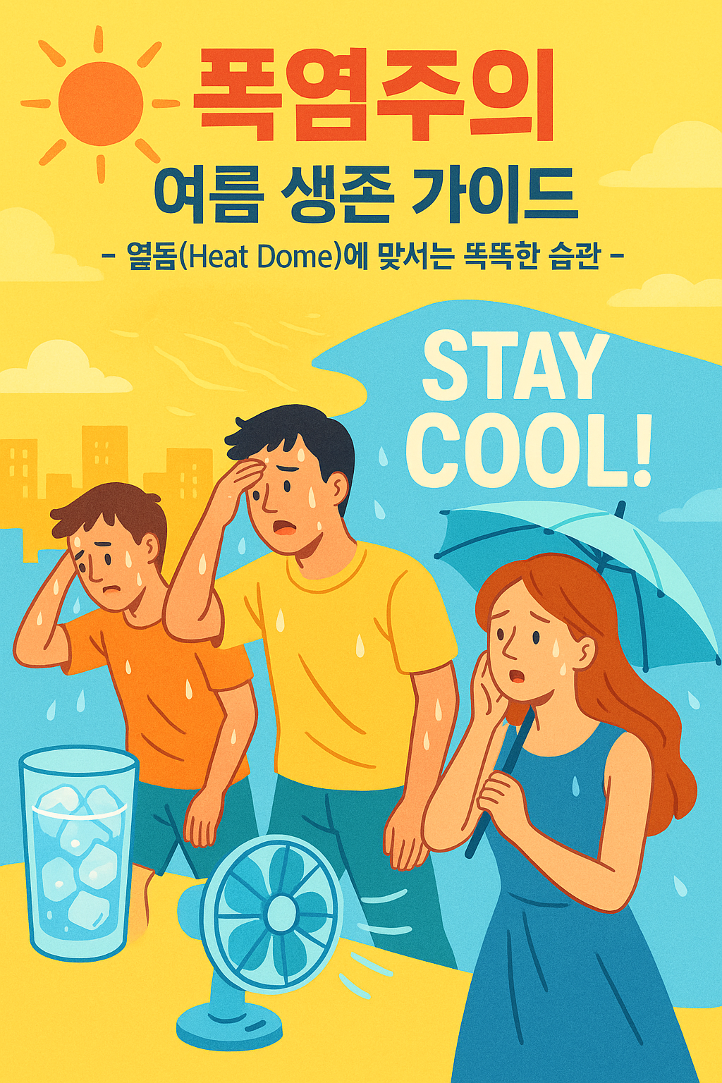 폭염주의! ☀️ 여름 생존 가이드
- 열돔(Heat Dome)에 맞서는 똑똑한 습관 -