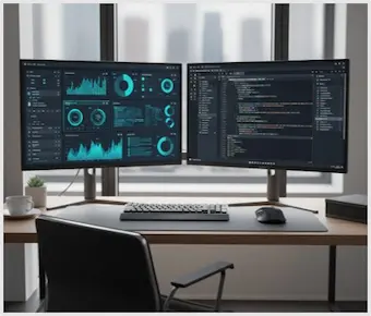 듀얼모니터가 설치된 이미지