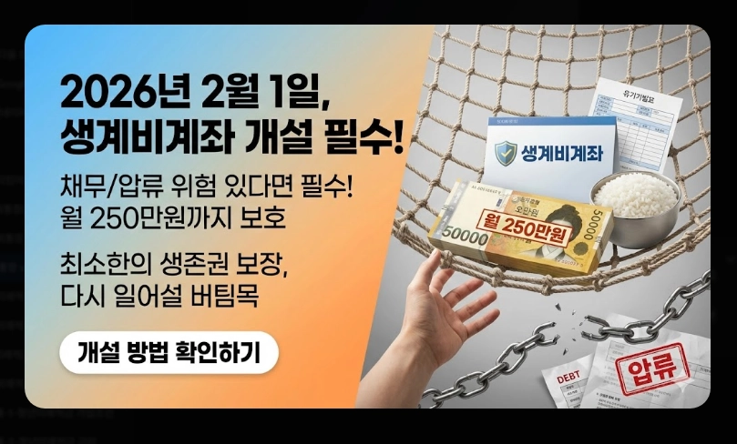 일반통장 vs 압류방지통장 차이 보호 금액 및 개설 조건 비교표 (2026년)