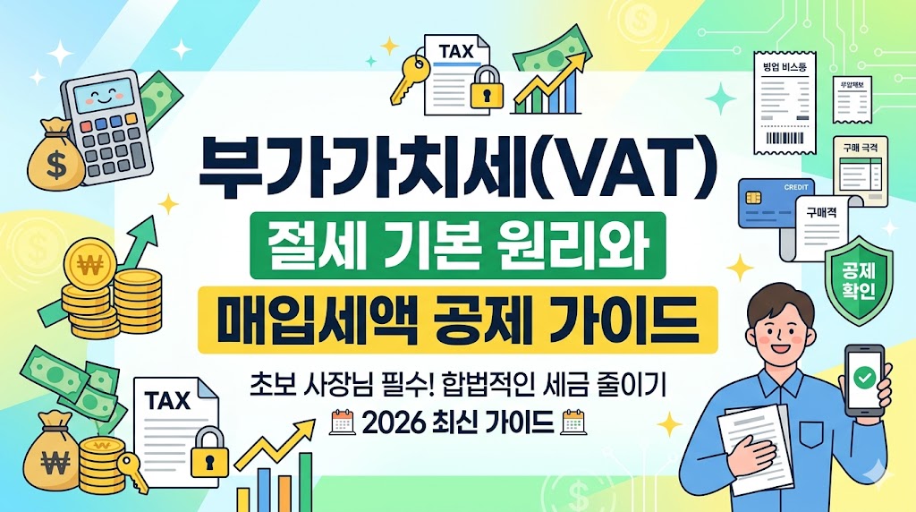 2026년 최신 가이드 초보 사장님 필수 합법적인 세금 줄이기 부가가치세(VAT) 절세 기본 원리와 매입 세액 공제 가이드 썸네일