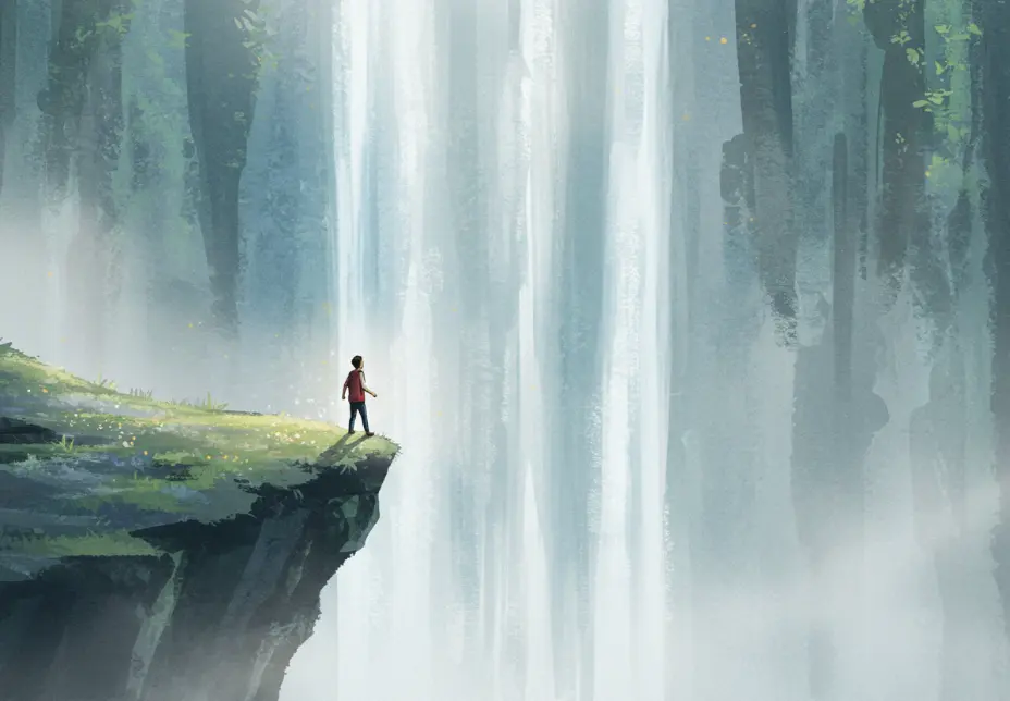폭포 아래 서 있는 꿈
