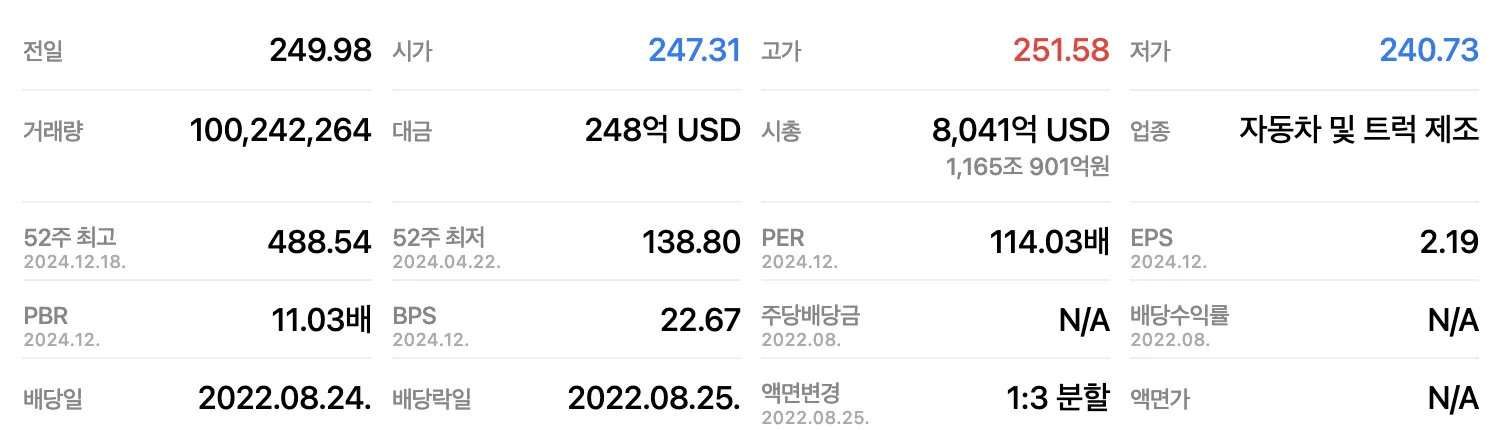 테슬라 재무재표