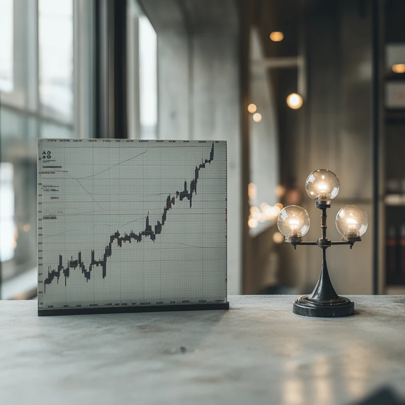 SOXL의 연도별 성과를 나타내는 차트로 급격한 증가와 감소를 보여줍니다. 이 이미지는 밝고 선명한 조명으로 전문적으로 표현되었습니다.