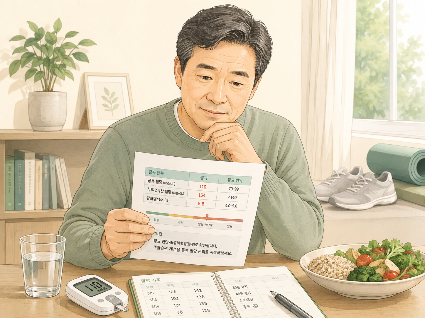 건강검진을 보면서 당뇨 관리를 고민하고 있다