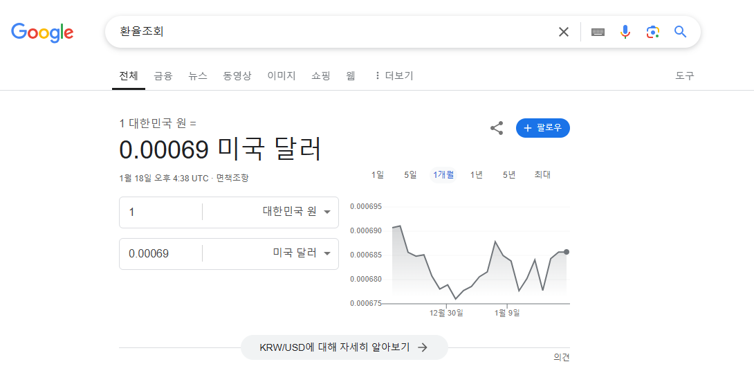 원달러 환율 실시간조회 방법