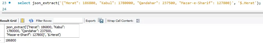 json_extract json 객체 사용 결과
