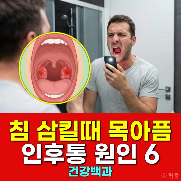 침 삼킬때 목 아픈 이유 인후통 원인