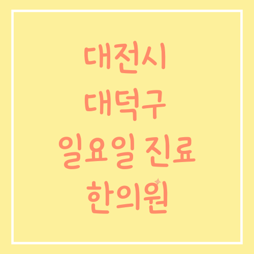 대전시 대덕구 일요일 진료 한의원