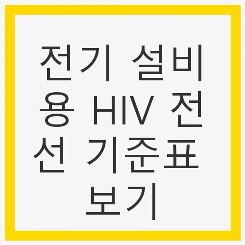 전기 설비와 HIV 전선의 중요성