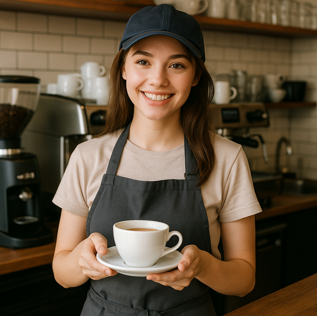 알바는 어떻게 구하는게 좋을까? (커피샵에서 일하는 여성)